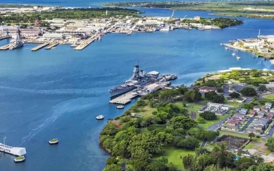 The USS Missouri battleship at Pearl Harbor